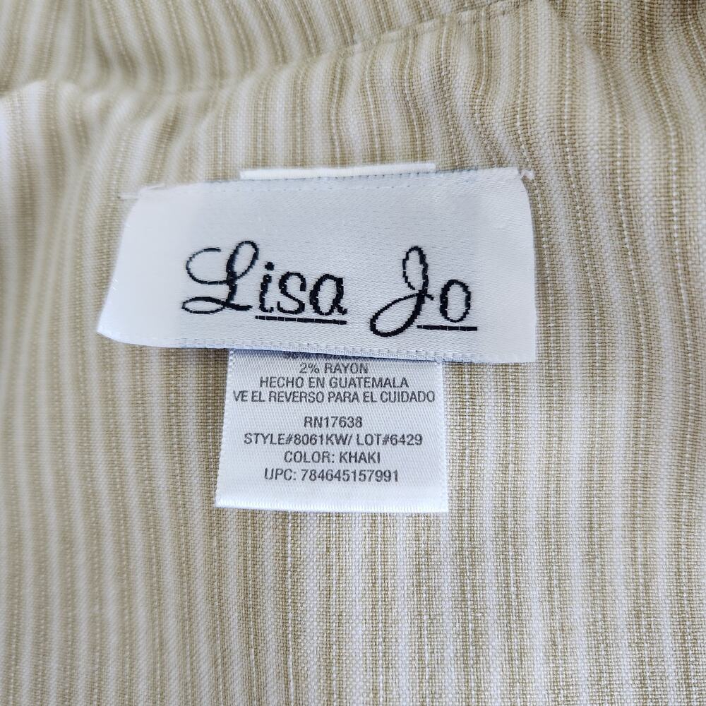 Vintage 90s Lisa Jo Cream Pinstripe Sheath Dress & Blazer Set Preppy Office L - Picture 14 of 16
